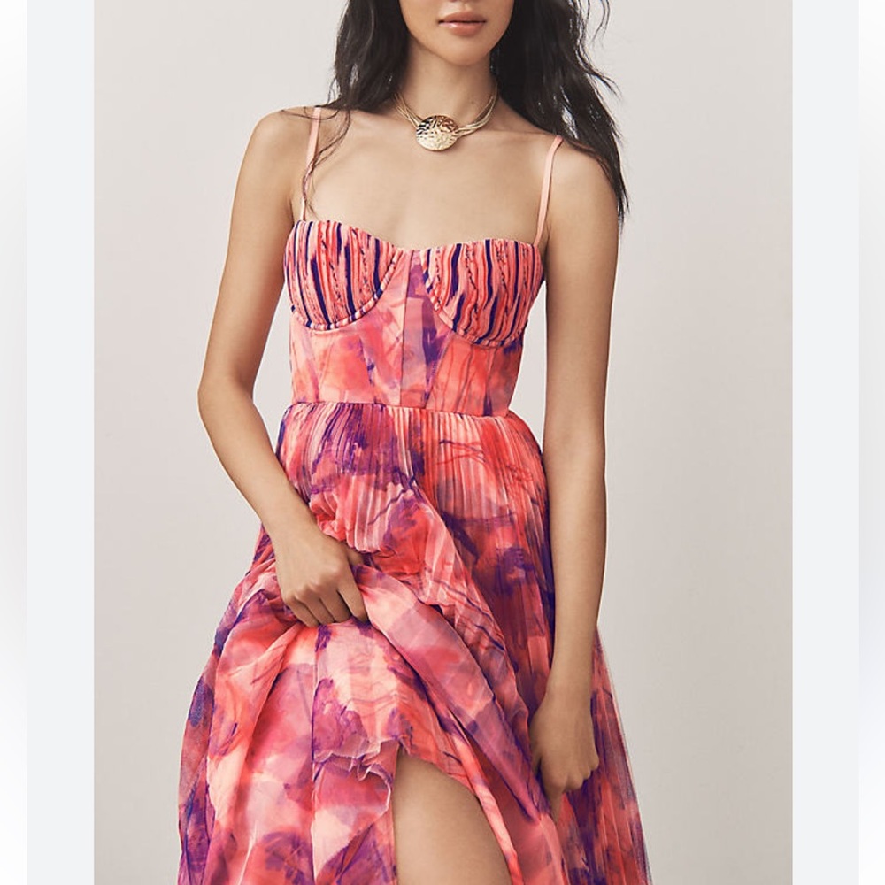 Hutch Amara Pleated Bustier Sweetheart Midi Dress - Picture 2 of 13